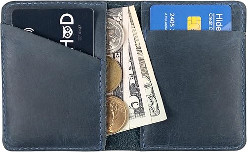 Miniatura 4 de Hide & Drink, Billetera plegable de cuero, con capacidad para hasta 8 tarjetas más billetes plegados, billetera minimalista para viajero, billetera