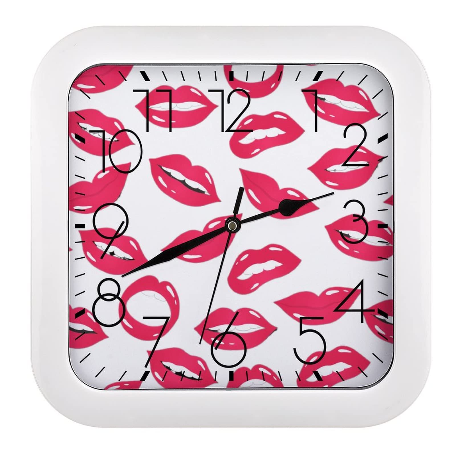 Horloge Murale Carrée 26x26cm à Grands Chiffres pour la Cuisine et le Salon