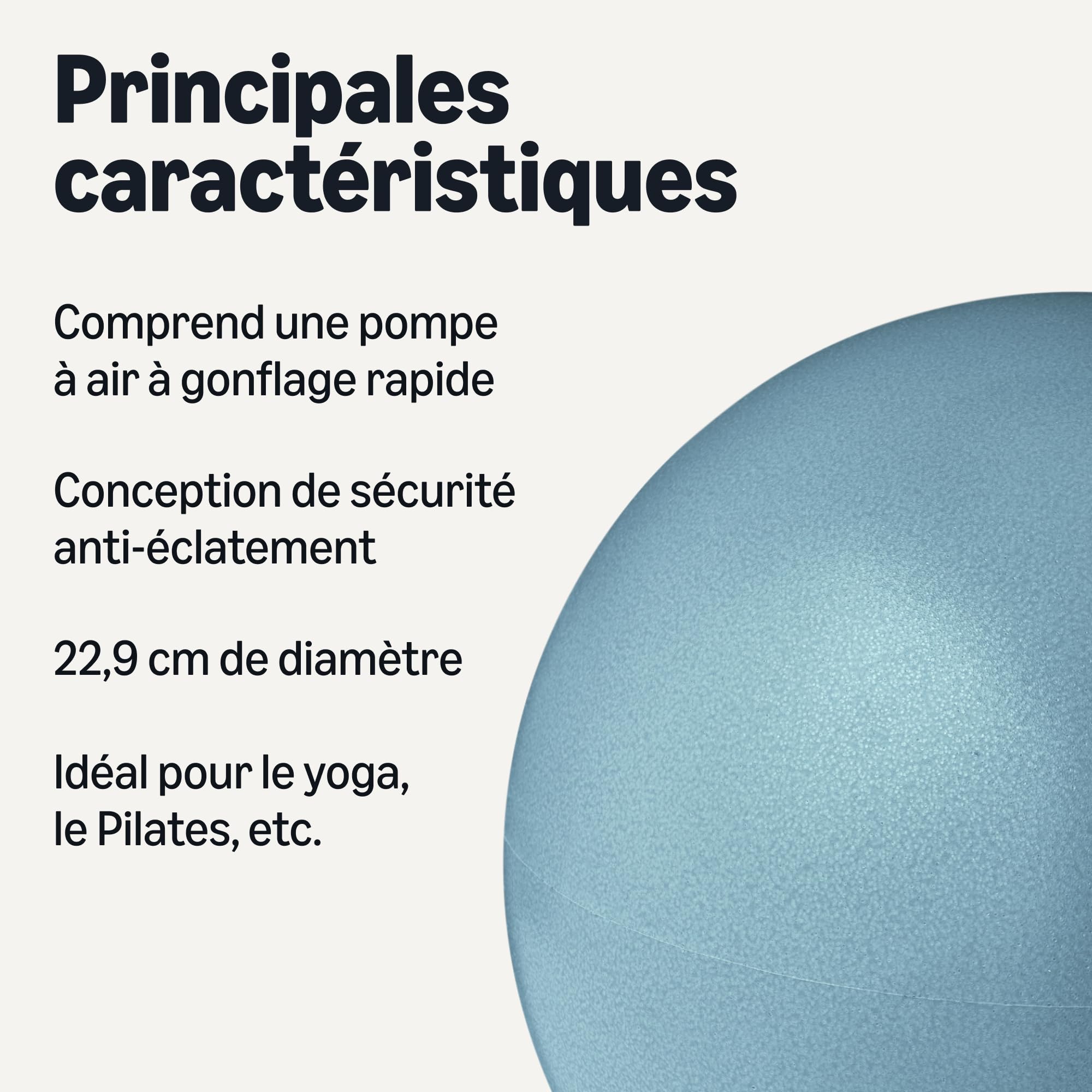 Amazon Basics Mini-Balle de Pilates 22,9 cm Anti-éclatement Yoga Gainage Gym