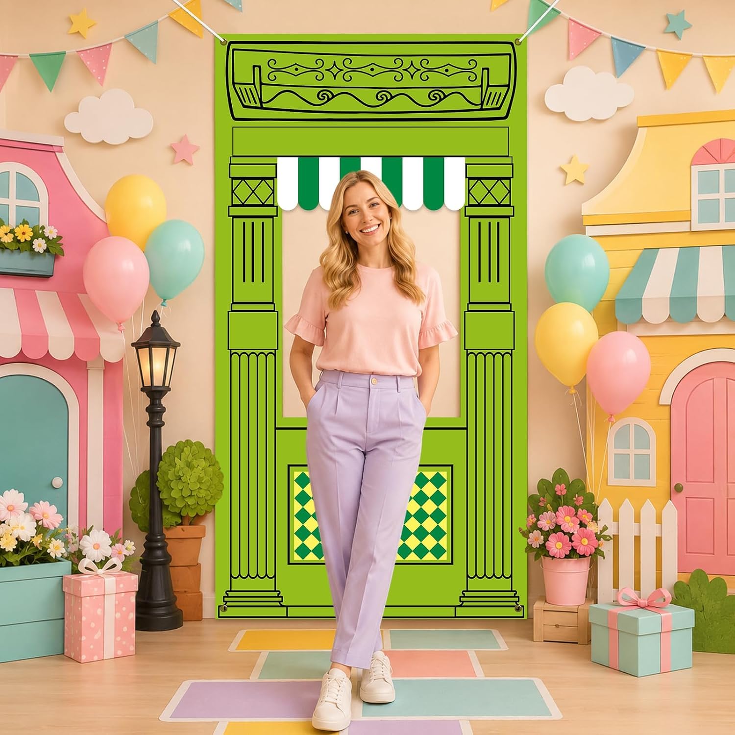 Cartoon Friends Birthday Party Backdrop Street Theme Photo Booth Props image 5