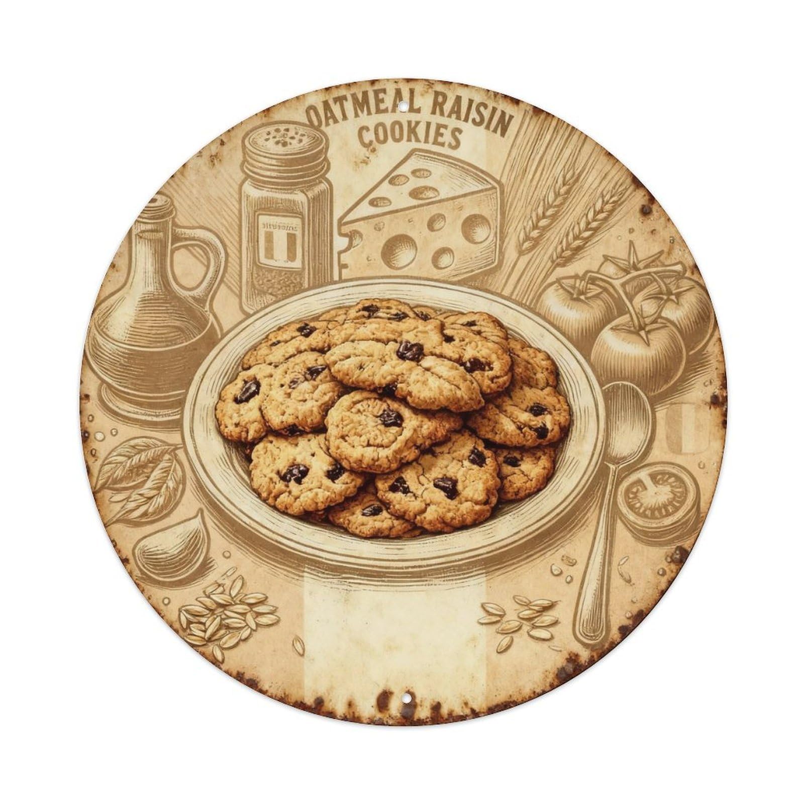 Oatmeal Raisin Cookies Vintage Tin Sign Metal Tin Sign Plaque