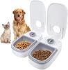 2 Meal Automatic Cat Feeder with 48H Timer, 700ML Pet Dry and Wet Food Dispenser, Built-in Timers Dual Bowl Feeder BPA Free Timed Feeding Station for Cats and Small/Medium Dogs (Grey)