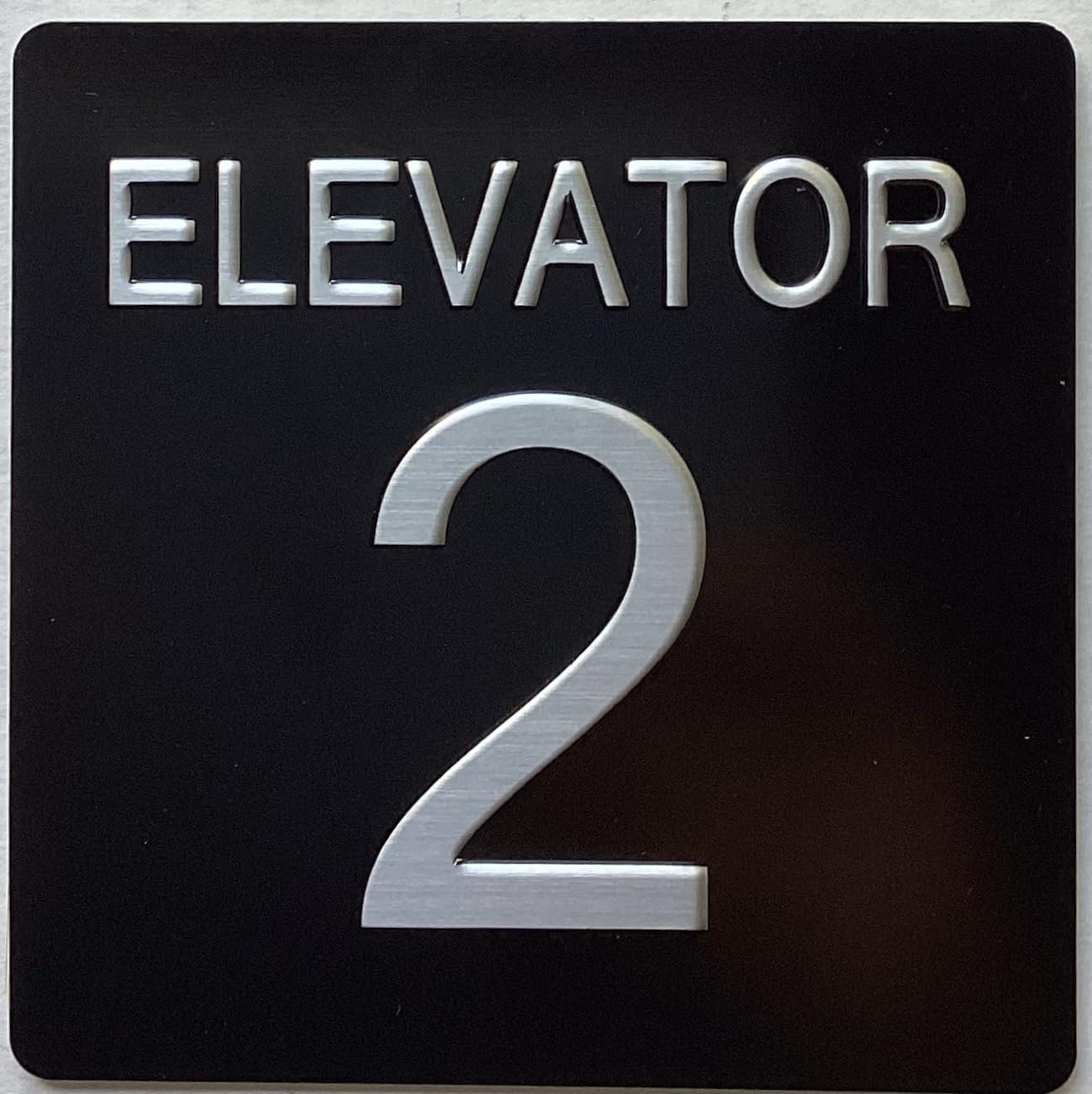 ELEVATOR FLOOR NUMBER SIGN with Raised letters/Image & Grade 2 Braille - Includes Red Adhesive pad for Easy Installation (4" W x 4" H,BLACK, Tacticle
