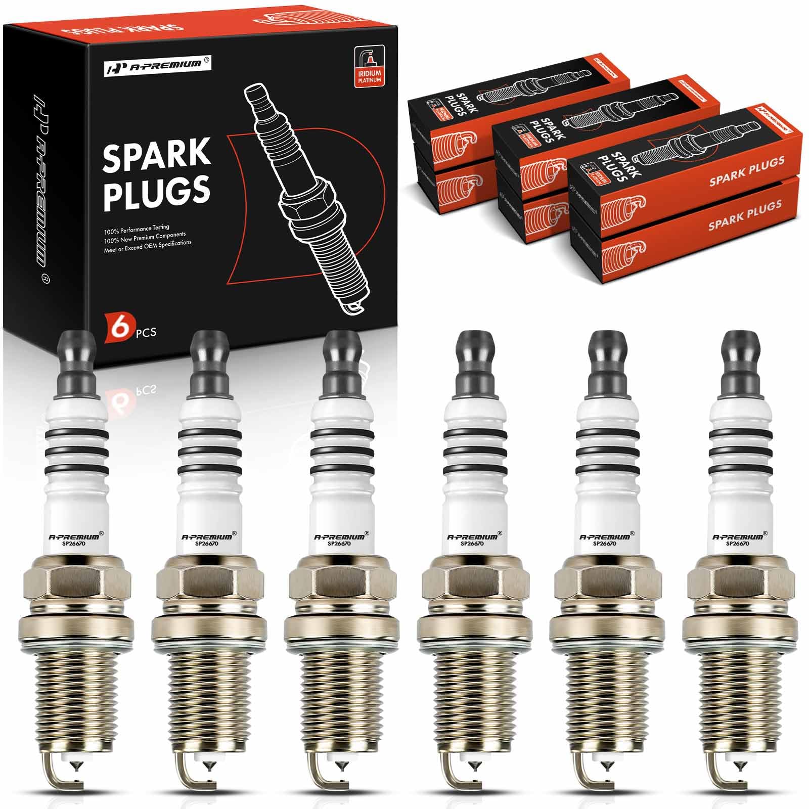 A-Premium Iridium Platinum Spark Plugs 6 Pack for Porsche H6 engines