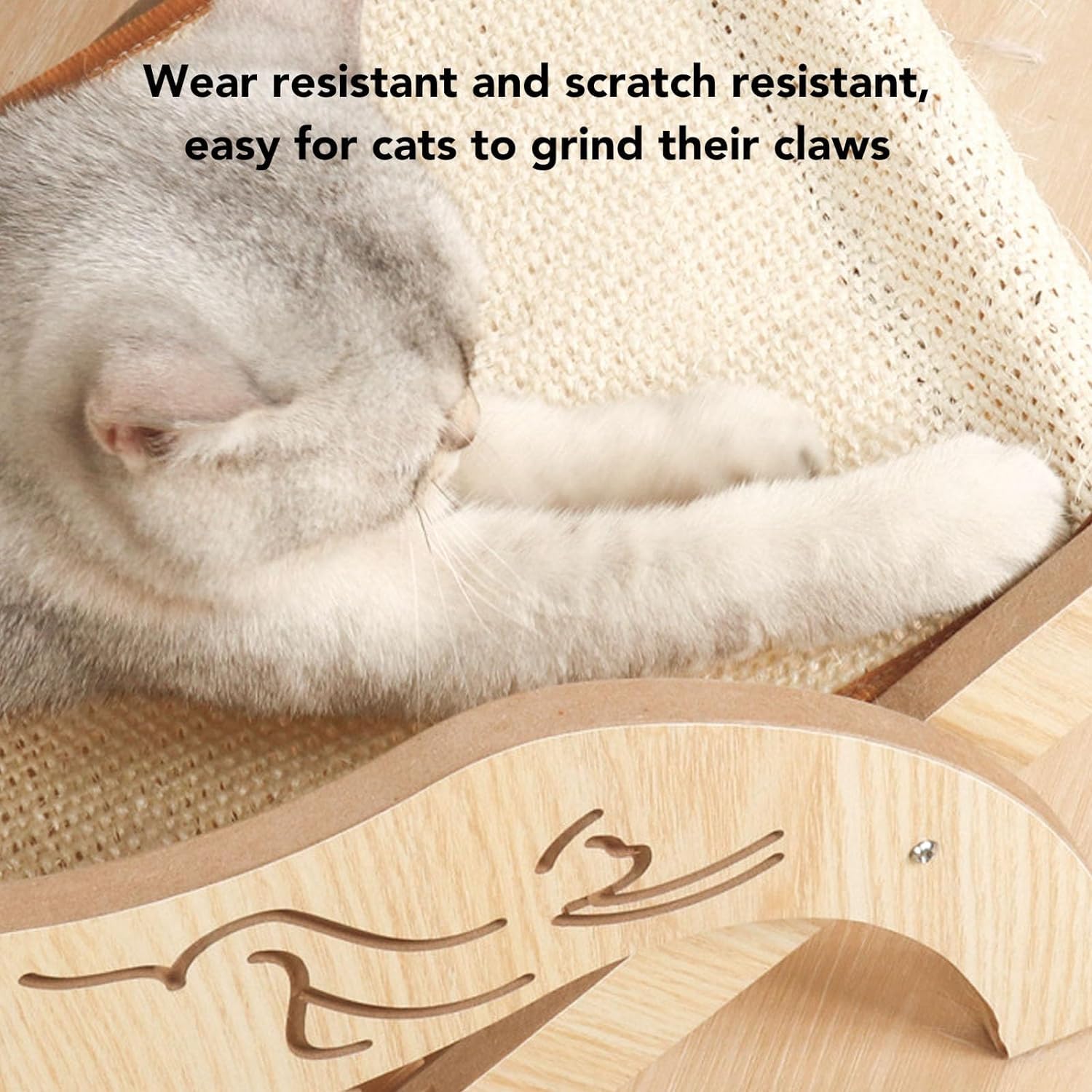 سرير خشبي للقطط من بابوريتش، ارجوحة للقطط قابلة للتعديل مع وسادة من السيزال، كرسي شاطئ صغير للقطط والجراء والحيوانات الاليفة الصغيرة الاخرى (تصميم سيزال)