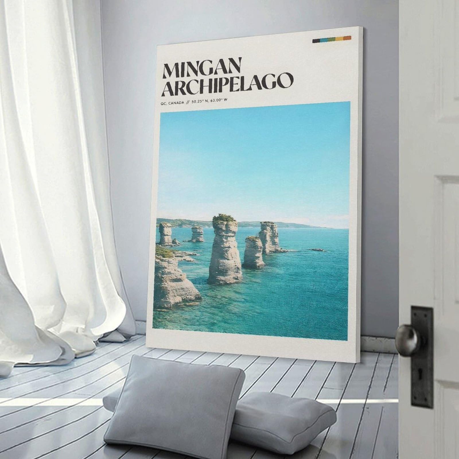 Junmoney Mingan Archipelago Canvas Art Print 08x12inch(20x30cm), for Front Hall, Corridor Or Welcome Spaces, Home Artwork for First Impressions