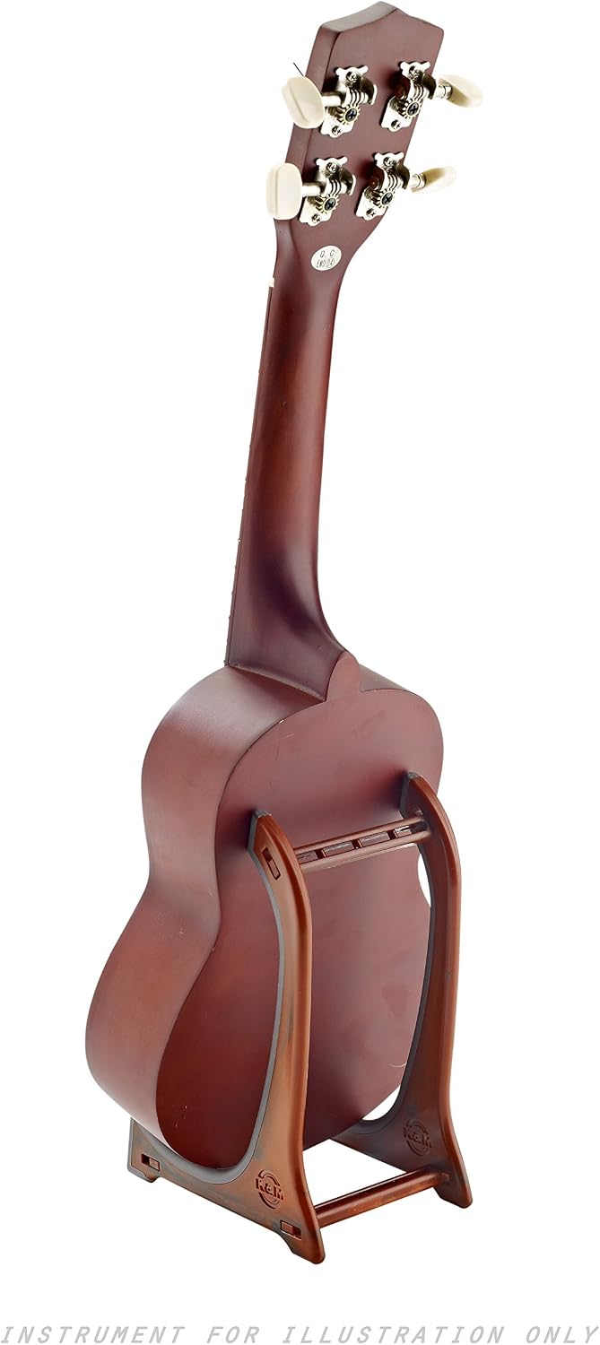 K&M Konig & Meyer 15550.000.98 Violin/Mandolin/Ukulele Display Stand | Folding Compact For Transport and Storage | Rubber Support Arms | Pro Grade for Musicians | German Made | Redwood Finish