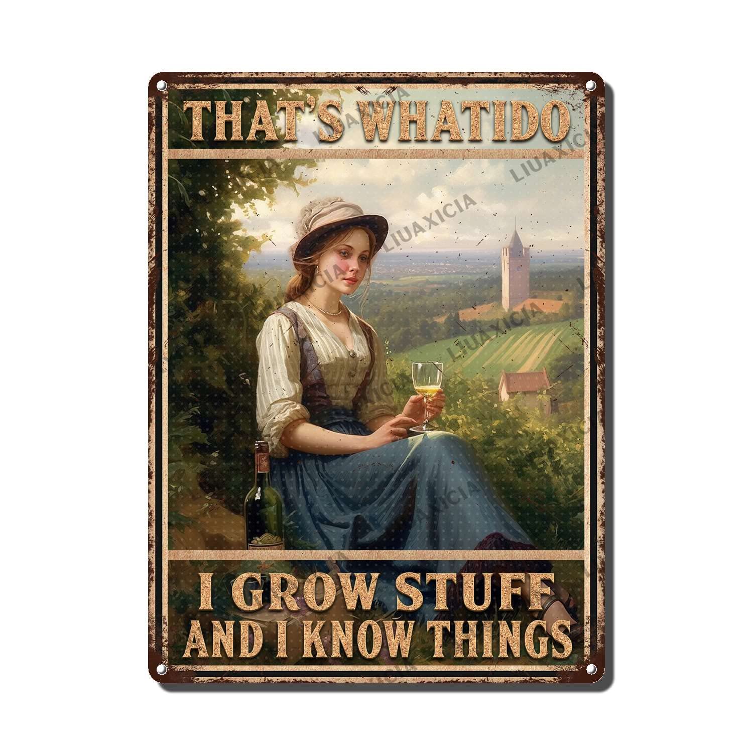 Metal Tin Sign That's What I Do I Grow Stuff And I Know Things Woman Gardening Vintage Decorative Wall Art,Retro Gardening Lover Rustic Plaque for Home Living Room Bedroom Garden Patio,12x16 Inch