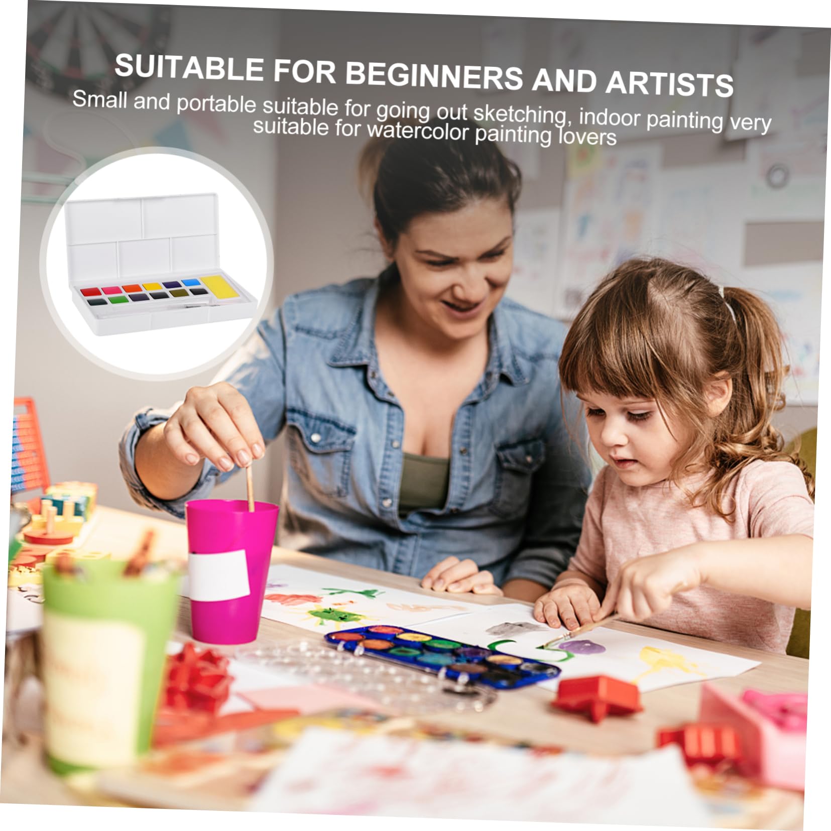 SEWACC 3juegos De Acuarelas Sólidas Con Caja Portátil y Accesorios Para Pintura Para Estudiantes Artistas y Creativos