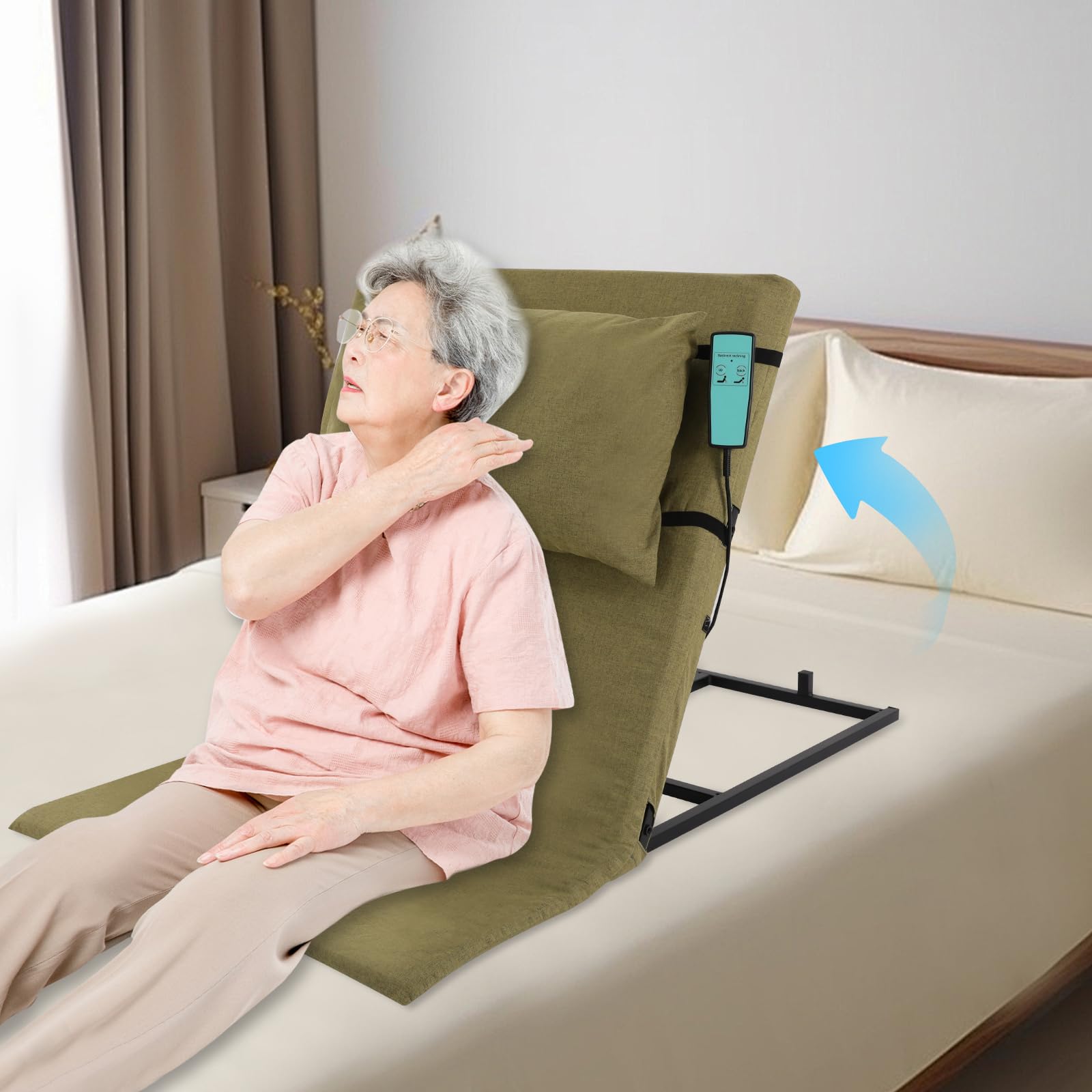 Schienale sollevabile elettrico, verde, per soggiorno, camera da letto, case di cura, 120 x 75 x 12 ~ 73 cm