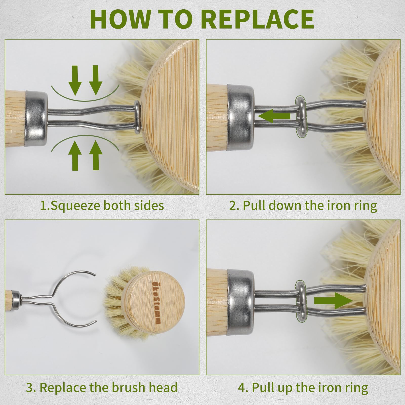 Amazon.com: ÖkoStamm Bamboo Dish Brush with Long Handle - Natural