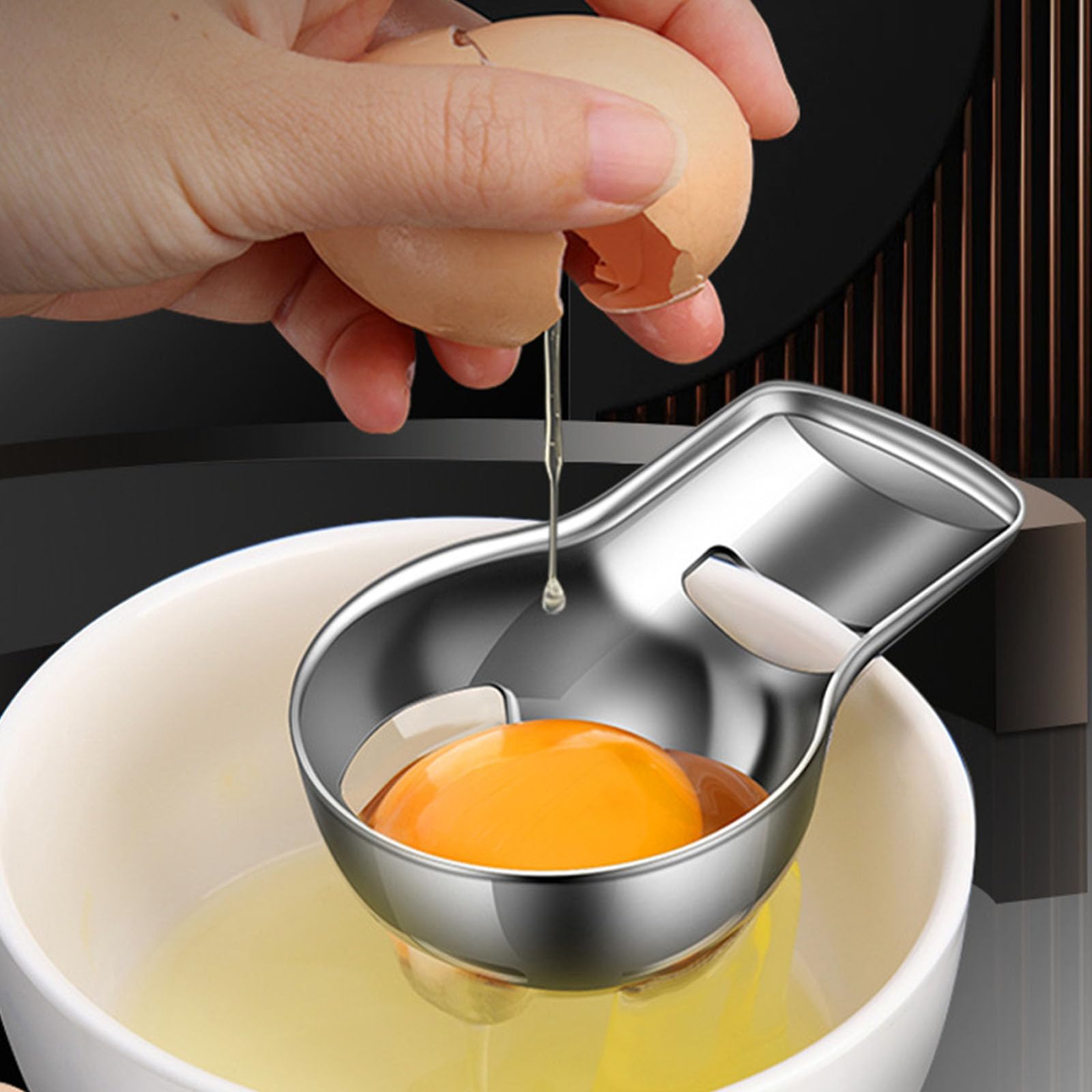 RSHuiOUXX Stainless Steels Eggs White Separator Compacts Food Grade Strainer Kitchen Tool Sifting Filter Divider Easy to Use