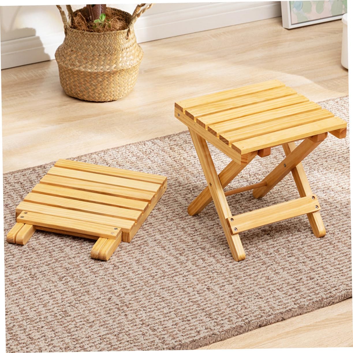 Luxshiny Modern Folding Picnic Table Portable Small Table for Outdoor Use for Camping Beach and Indoor Gatherings Plant Stand and Flower Stool