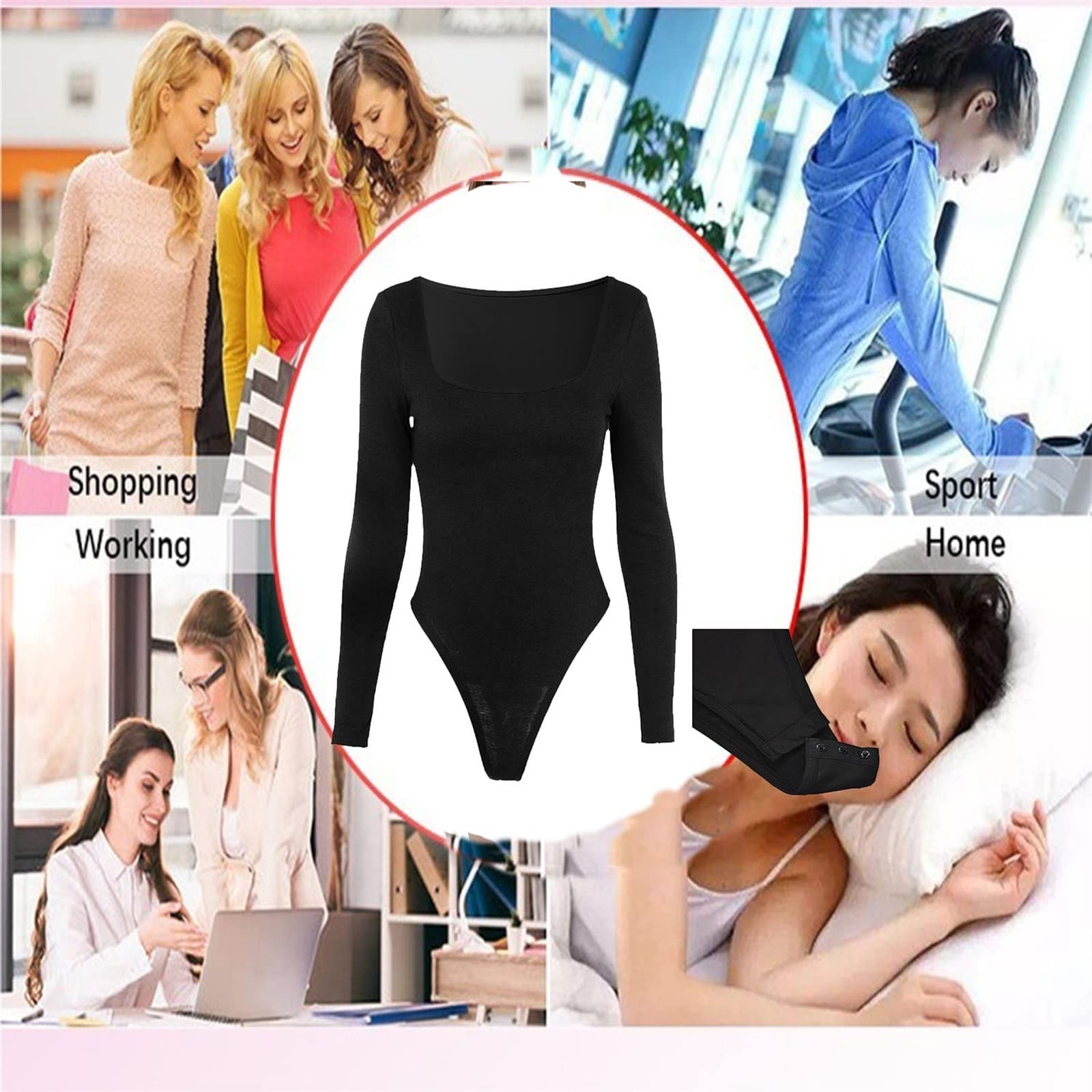Body da Donna Tummy Control Perizoma Body Shaper Collo Quadrato Tute a Maniche Lunghe Tute Top (Color : F, Size : M Body da Donna Tummy Control Perizoma Body Shaper Collo Quadrato Tute a Maniche Lunghe Tute Top (Color : F, Size : M