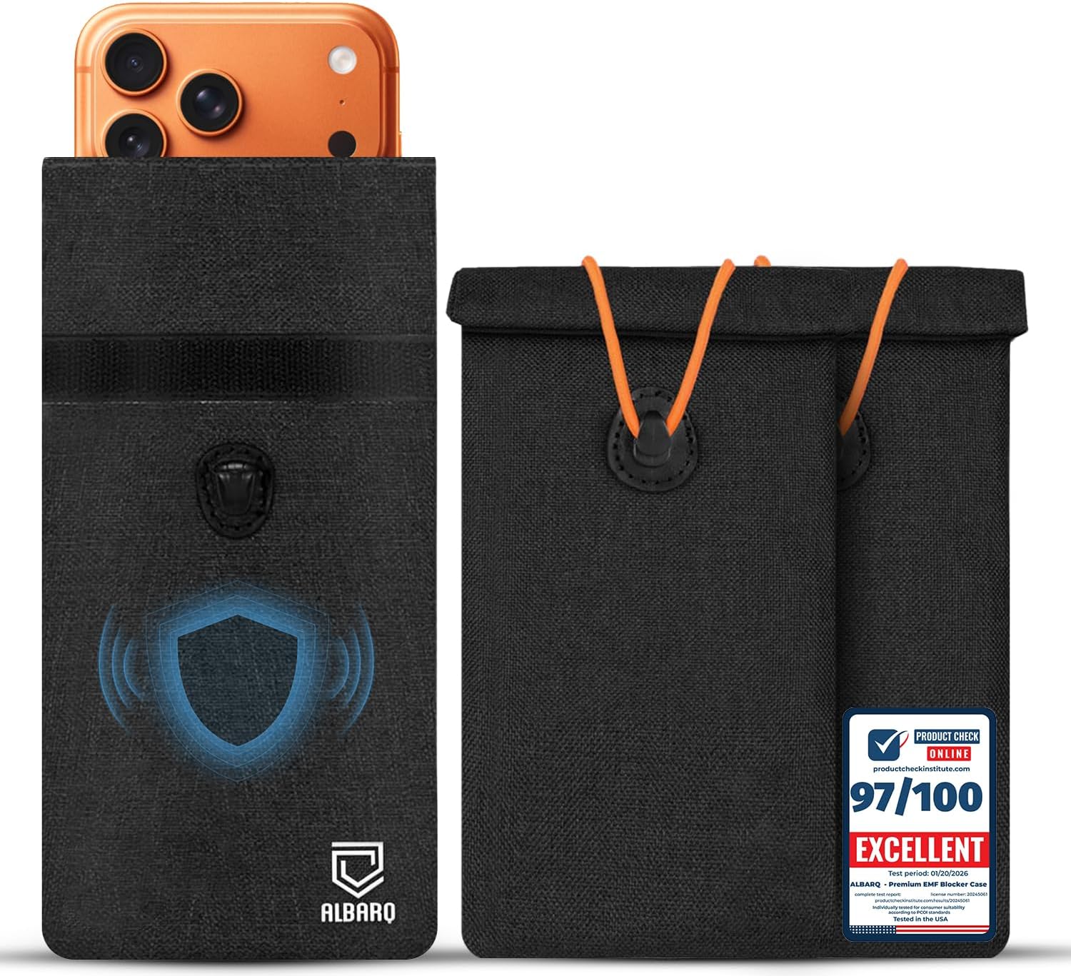2 Pack Faraday Bags For Cell Phone EMF Blocker Case Protection Size 8inx4in Anti Shield Sleeve Phones Pouch Cage Car Keys Fob Cover 5G Wifi GPS Jammer Signal Rfid Radiation Blocking Faraday Box