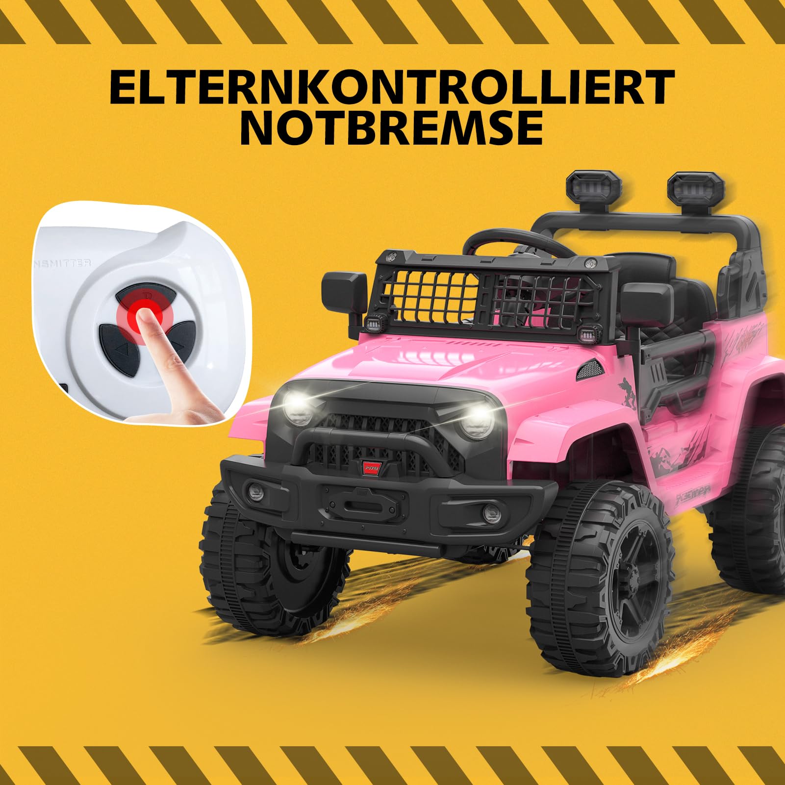 Garvee Voiture électrique Enfant, 12 V Voiture électrique Enfants avec Suspension à Ressort, lumières LED, Bluetooth, 2 Vitesses pour de 3 à 8 Ans