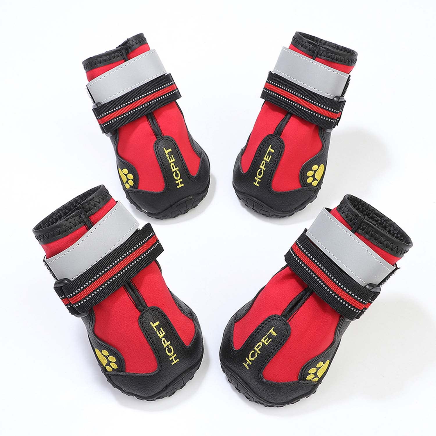 Chien Chaussures Respirant Imperméable Réfléchissant Semelle Antidérapante Durable avec Réglable Sangles Auto-adhésives pour Chiens de Taille Moyenne