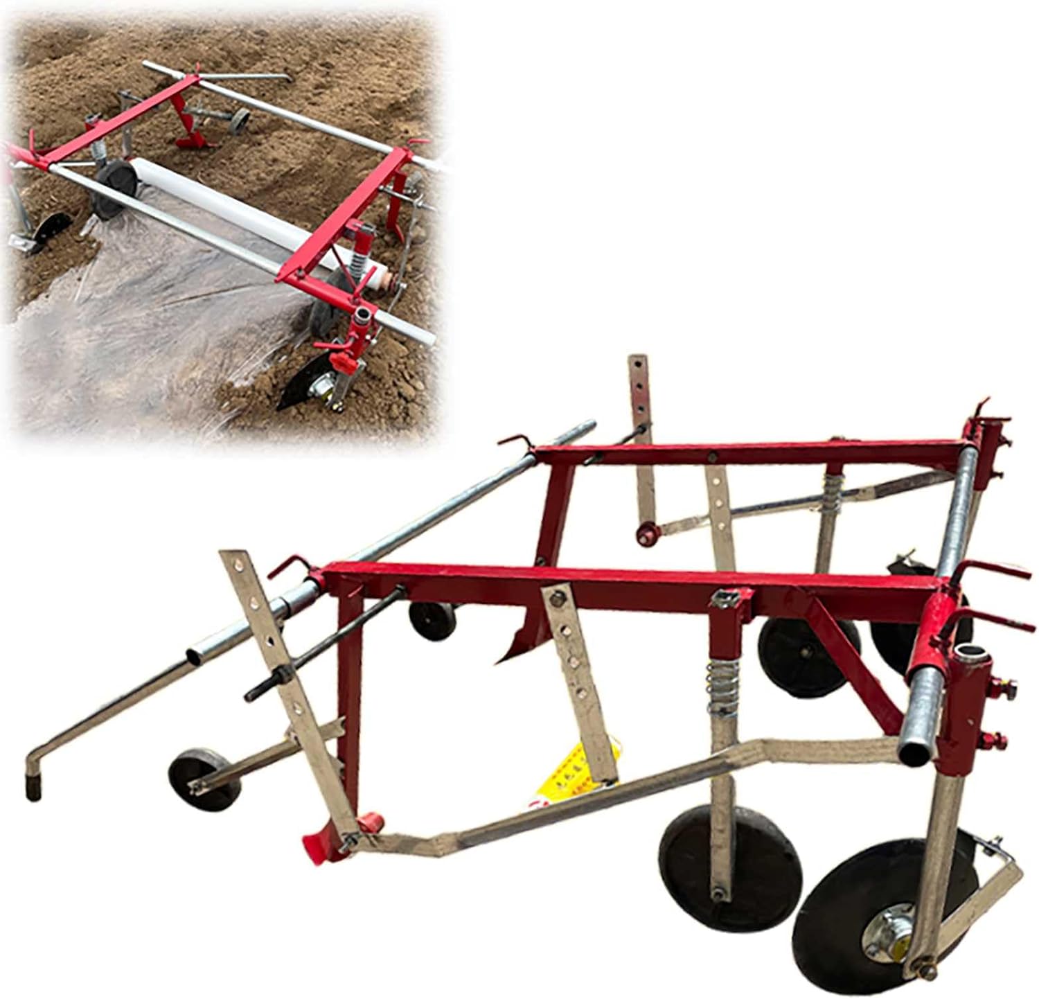 Hand-Pulled Mulch Film Machin Save Labour, Hand-Held Mulching Machine Mulching Adjustable Convenient Agricultural Machinery, Garden Mulch Film for Greenhouses, Gardens, Orchards