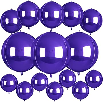 15PCS Dark Purple 4D Round Foil Balloons for Party Decorations