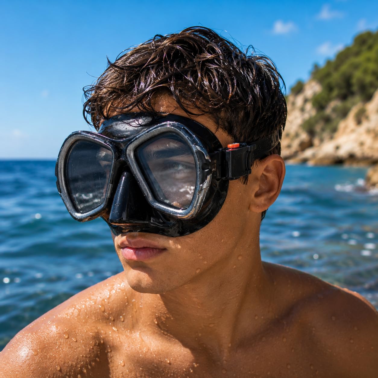 Salvas Sub Maschera Phoenix in Silicone Nero- Premium Maschera Subacquea Doppia Lente per Visibilità Ottimale e Sicurezza Durante le Immersioni - Maschera Professionale Snorkeling Fibbie Regolabili