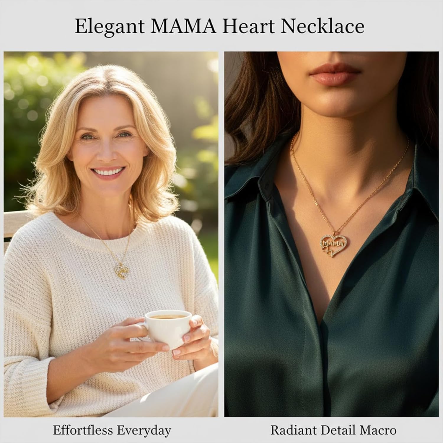 Jean Beau Heart Pendant Necklace Gift for Mom, Dainty Sparkly CZ Love Mom Necklaces Anniversary Birthday Everyday Christmas Holiday Jewelry - Image 3