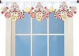 Simhomsen Embroidered Christmas Holiday Candy Cane Rod Pocket Kitchen Window Curtain Valance W 58 × L 14 Inches (Candy Cane)