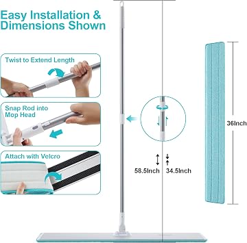 JOYMOOP 36 Inch Commercial Microfiber Dust Mop, Grey-White Heavy Duty Industrial Wet Dry Floor Mop for Hardwood Floors with Telescopic Handle, Includes 3 Mop Pads