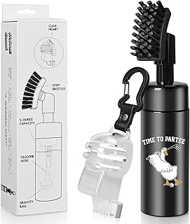 Golf Club Curved Brush Cleaner with Retainer Clip and Water Bottle 7.5" Holds 4 Ounces of Water, Best Golf Gifts for Men