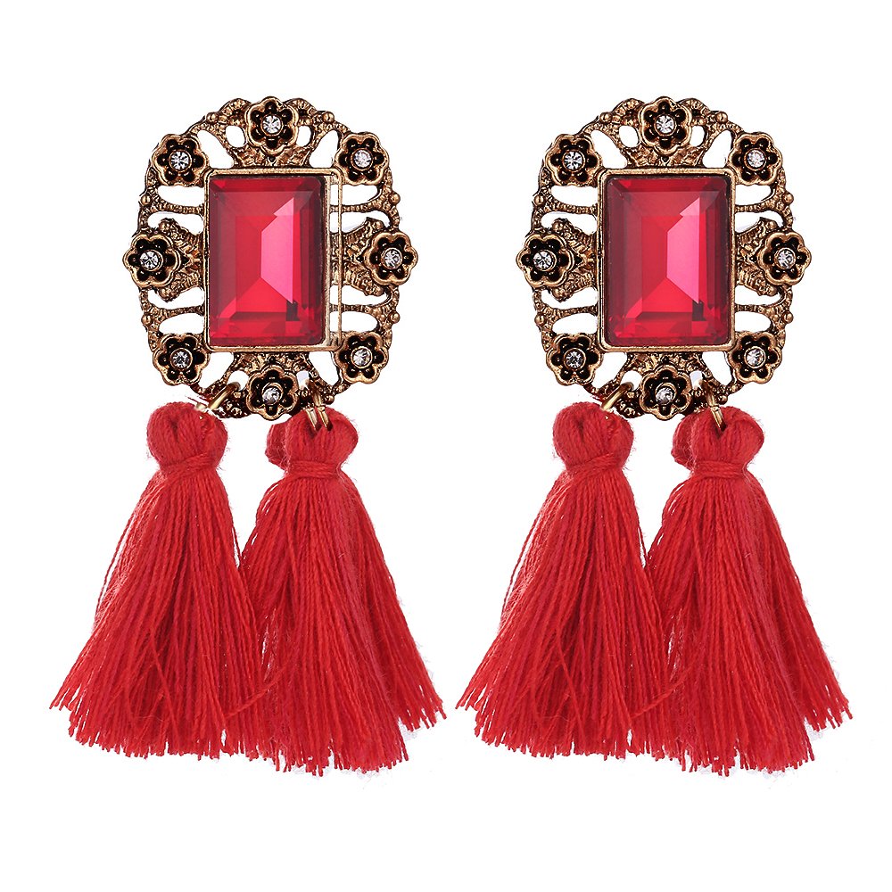 Shining Diva Fashion Non Precious Metal Red Bohemian Tassel Stylish Fancy Earrings for Women and Girls(8858er) (B078QN4RK1) Amazon Price History, Amazon Price Tracker
