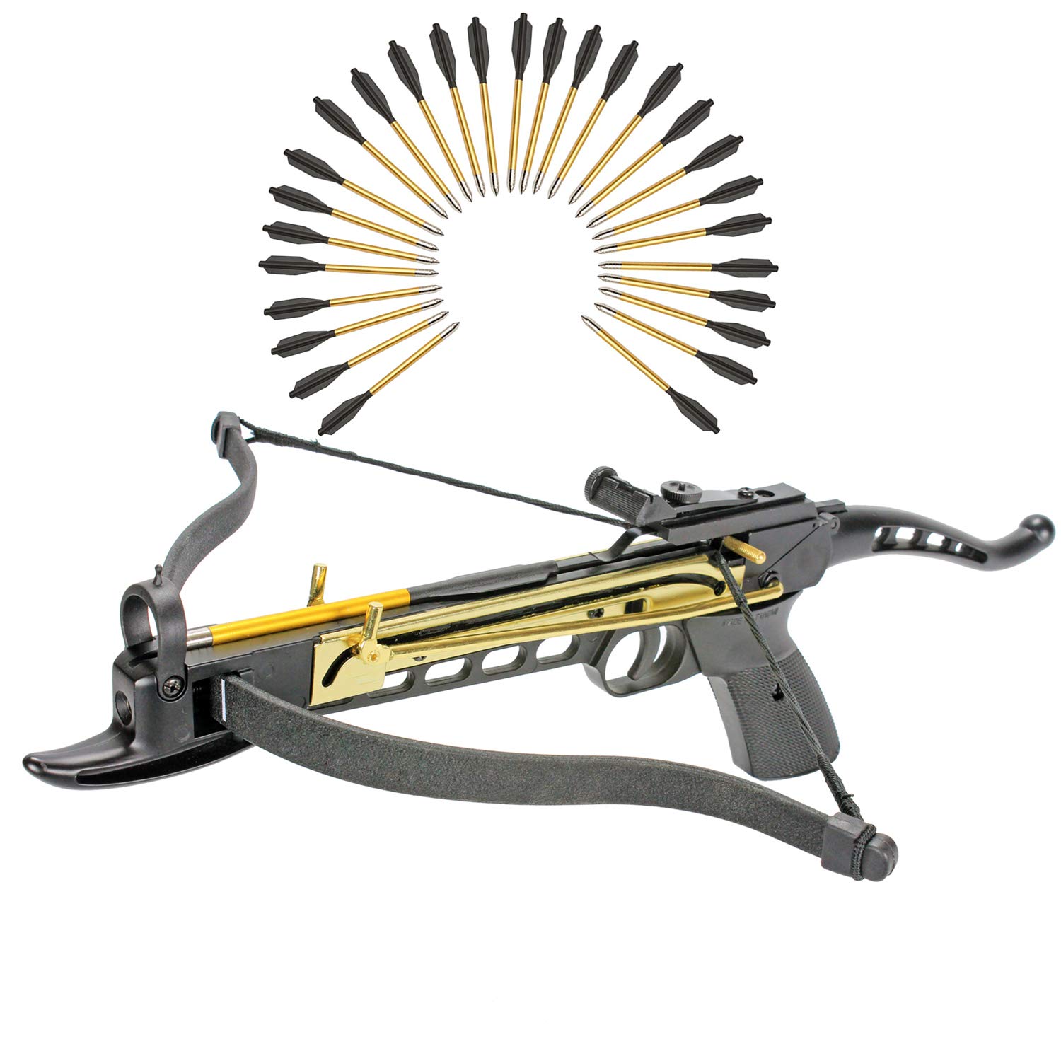 Crossbow Self-Cocking 80 Lbs with Adjustable Sight and Total of 27 Aluminim Arrow Bolt Set