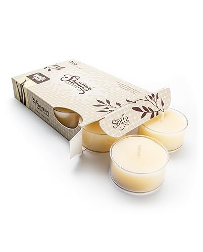 Vanilla Bean Premium Tealight Candles - 6 Beige Highly Scented Tea Lights - Beautiful Candlelight - Made in The USA - Bakery & Food Collection - Vanilla Bean