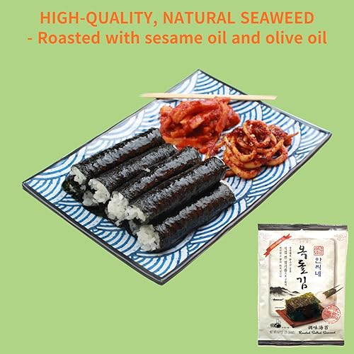 Miniatura 7 de AHNSSINAE Good Taste - Hojas de algas tostadas coreanas, aperitivo y salado ligero, hojas grandes, Gim Nori, paquete de 10