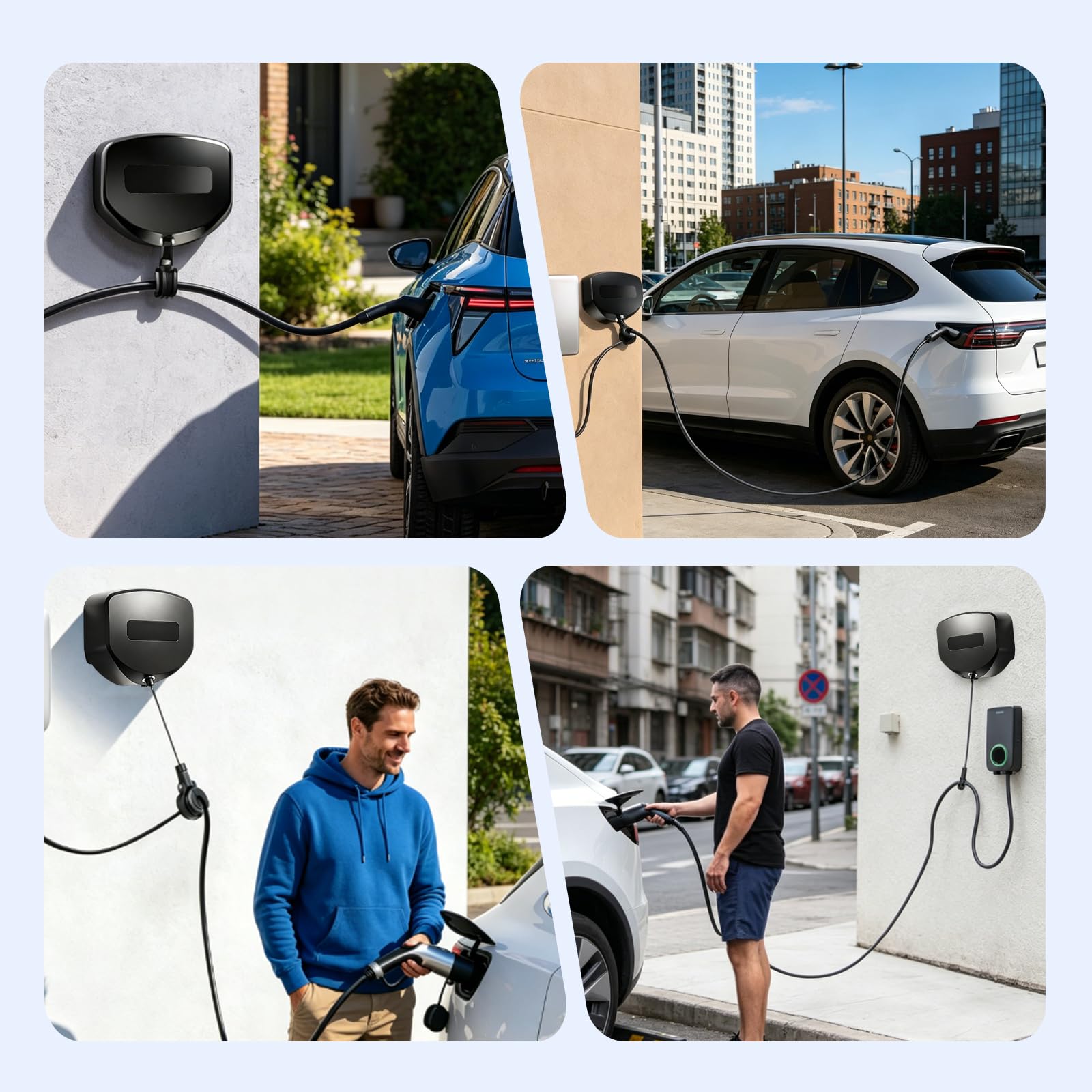 Automatycznie zwijany uchwyt na kabel Wallbox, automatyczny zwijacz kabla do ładowania pojazdów elektrycznych, bęben kablowy, automatyczny uchwyt, kabel ładujący, typ 2, typ 1, uchwyt ścienny