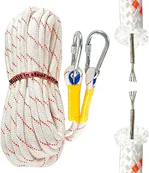 Pemoupnd Corda de escalada com diâmetro de 2 cm, corda de escalada estática para escapar, equipamento de escalada no gelo, pára-quedas (9,8 m)