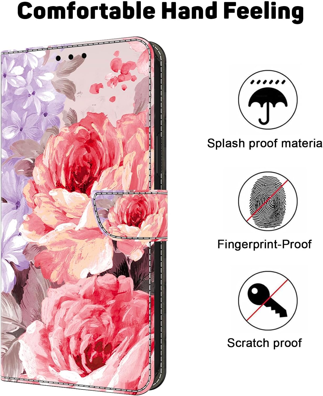 ALILANG for Samsung Galaxy S24 Ultra 5G Case, PU Leather Wallet Flip Cover with Standing Function Card Holder and Wrist Strap for Galaxy S24 Ultra Phone Case -Oil Painted Roses