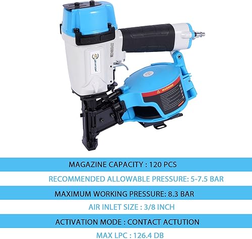 Vista 22 de BHTOP CN45N - Clavadora para techos, pistola de clavos para techos de 15 grados, clavos de bobina de 3/4 a 1-3/4 pulgadas, 120 piezas de capacidad