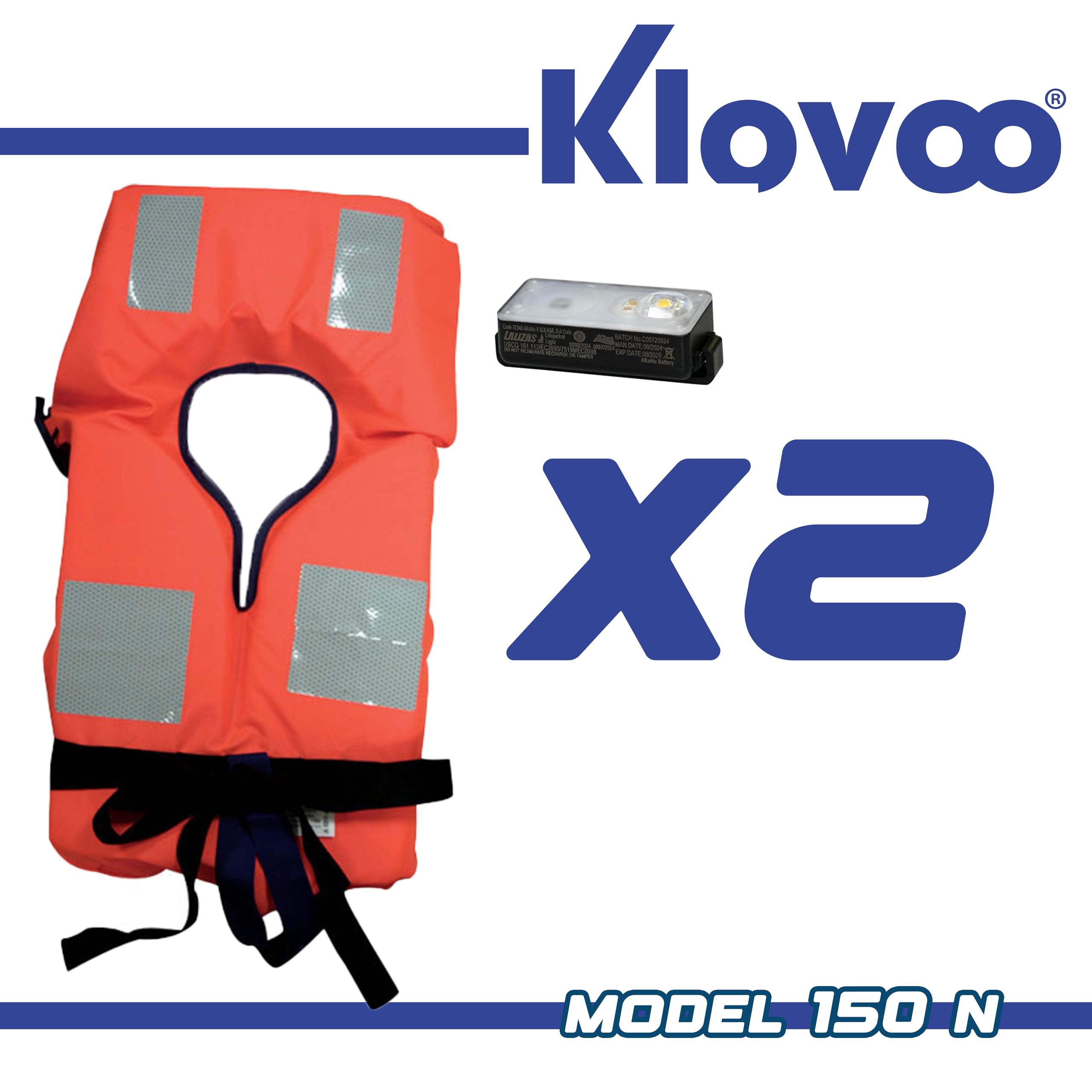 Kit Giubbotti di Salvataggio 150N, Set Completo con Luce LED SOLAS, Omologati per Navigazione Oltre 6 Miglia, per Barca e Gommone