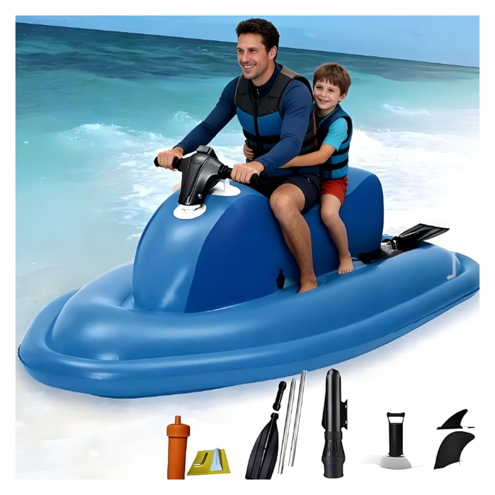ZHENYUWANG Inflatable Jet Ski With Motor, 500/700 Watt Electric Underwater Propulsion, 10-Speed Underwater Propulsion System, Top Speed Up To 9 Km/H. Km/H 500W/16Ah