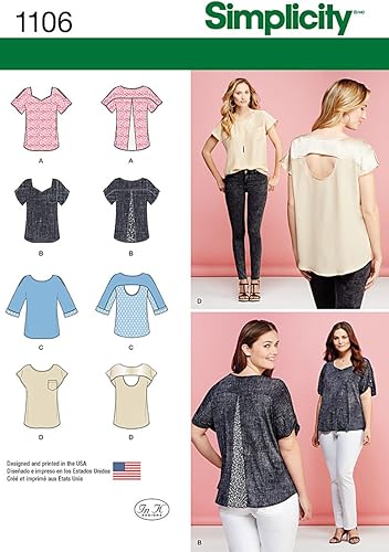 Miniatura 2 de Simplicity 1106 Tops para mujer con patrón de costura de variaciones de tela, tallas XXS-XXL
