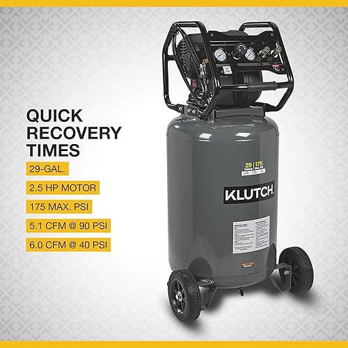 Miniatura 3 de Klutch Compresor de aire de 29 galones, 2.5 HP, 120 voltios, 175 PSI