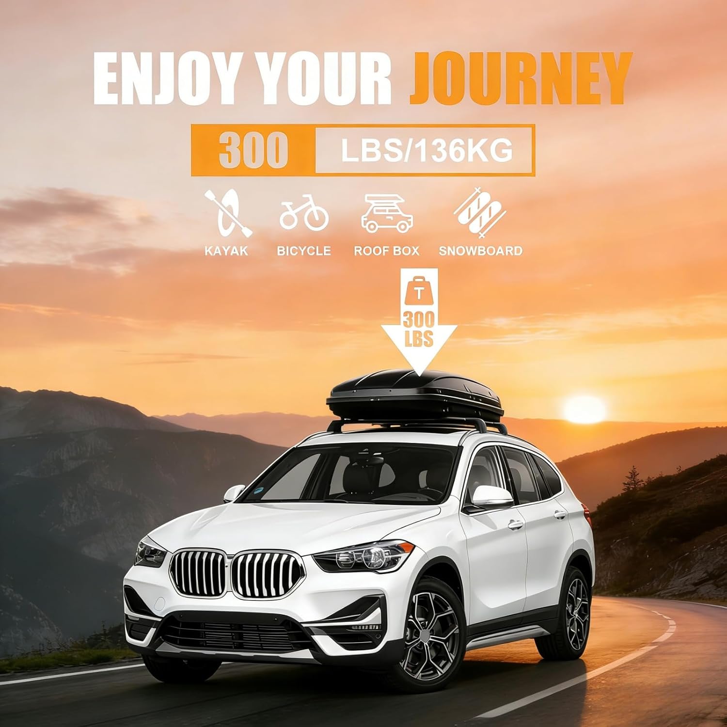 SYDSZ Cross Bar Roof Rack Fit for BMW X1 F48 2016 2017 2018 2019 2020 2021, Flush Side Rails, Heavy Duty Aluminum Roof Cross Bars Rooftop Luggage Rack, Ski Rack for Car Roof