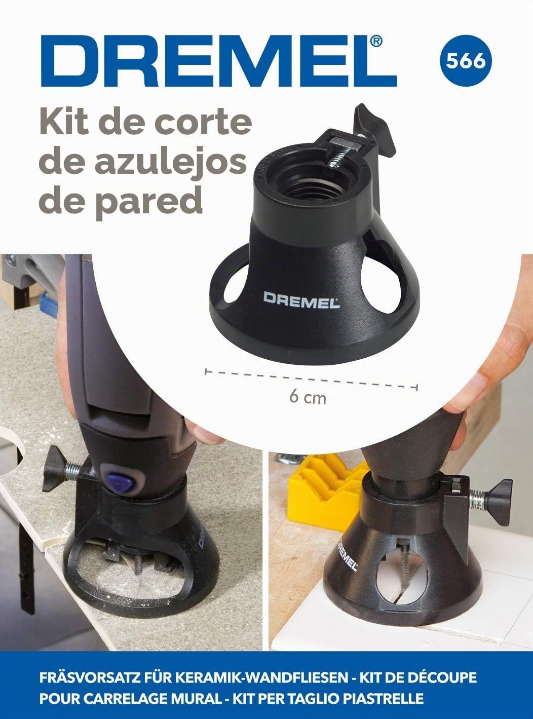 Dremel 566 - Kit para Cortar Azulejos con Guía para Corte y Broca de Corte en Espiral para Herramienta Rotativa
