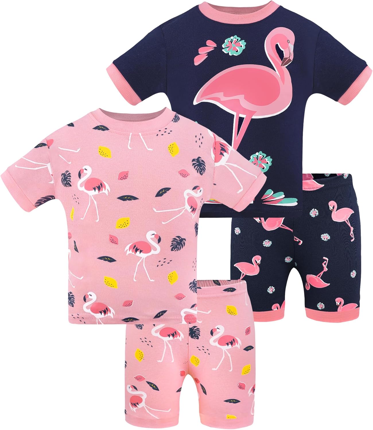 DAUGHTER QUEEN Girls Summer Pajamas Set 4 Pieces 100% Cotton Sleepwear Size 18 Months-12 Years - Image 8
