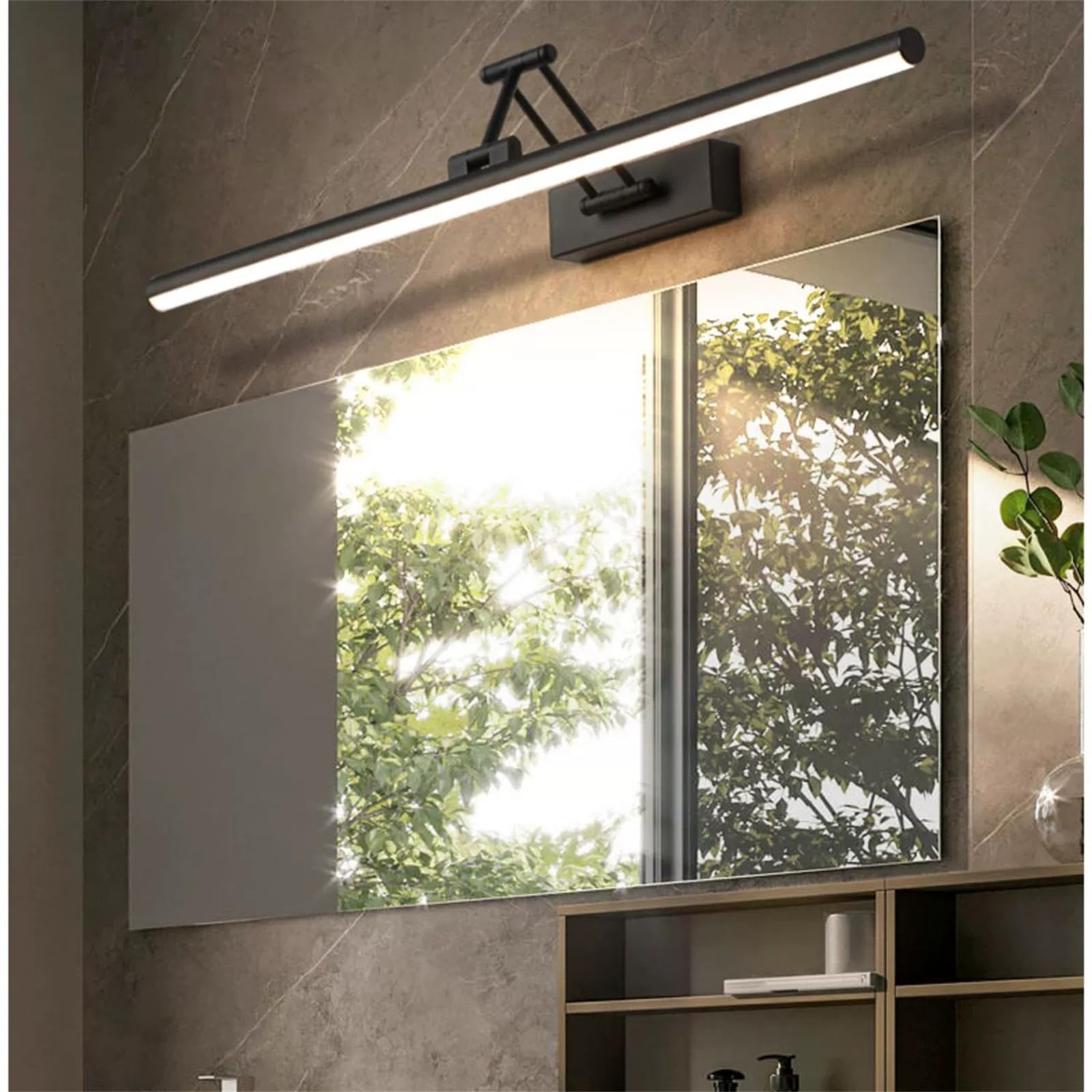 LED Lampada da Parete Bagno Specchio Luce da Parete Regolabile Girevole Applique da Parete Moderno Interno Semplice Alluminio Illuminazione da Parete per Soggiorn Balcone (Bianco Luce Neutra,40cm)