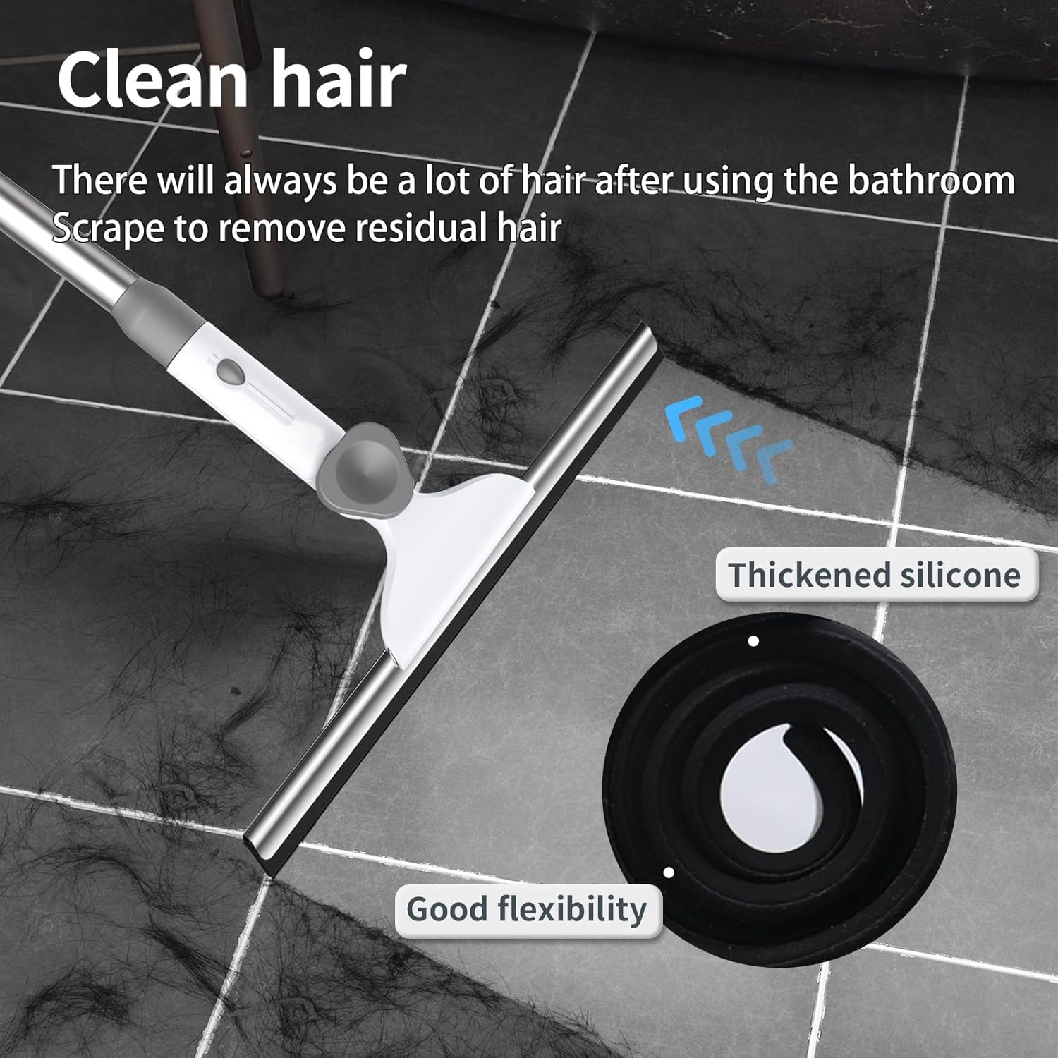 Window Cleaning Squeegee Kit, 14" Silicone Blade and Microfiber Scrubber with 54" Aluminum Handle, 2-in-1 Rotating Window Cleaner for Glass Doors, Shower, Mirrors and Home Windows – LJGG (Gray/White)