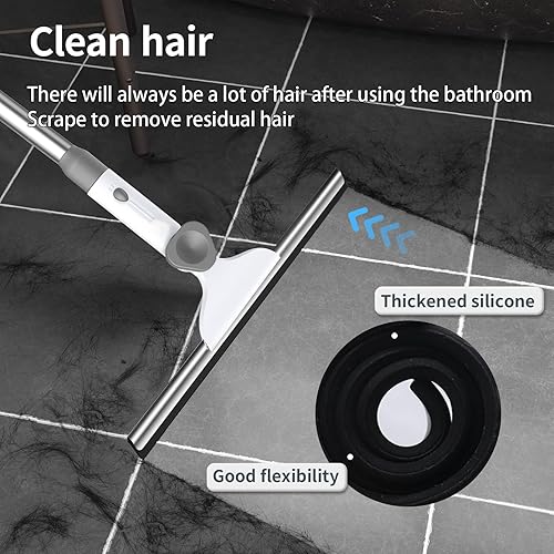 Miniatura 9 de Kit de limpieza de ventanas, hoja de silicona de 14 pulgadas y limpiador de microfibra con mango de aluminio de 54 pulgadas, limpiador de ventanas