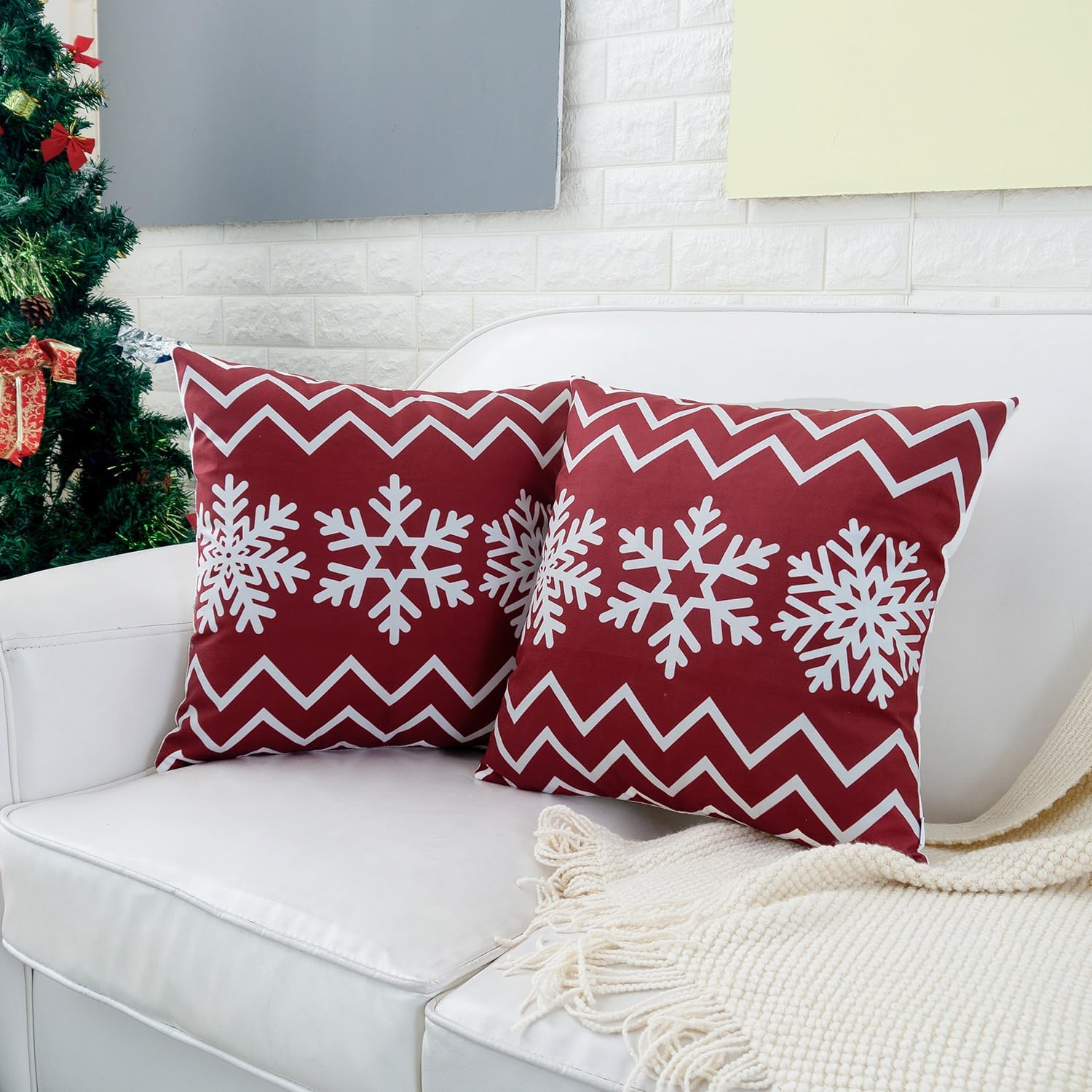 Amazon.com: HWY 50 Red Decorative Throw Pillow Covers 18x18 Inch for