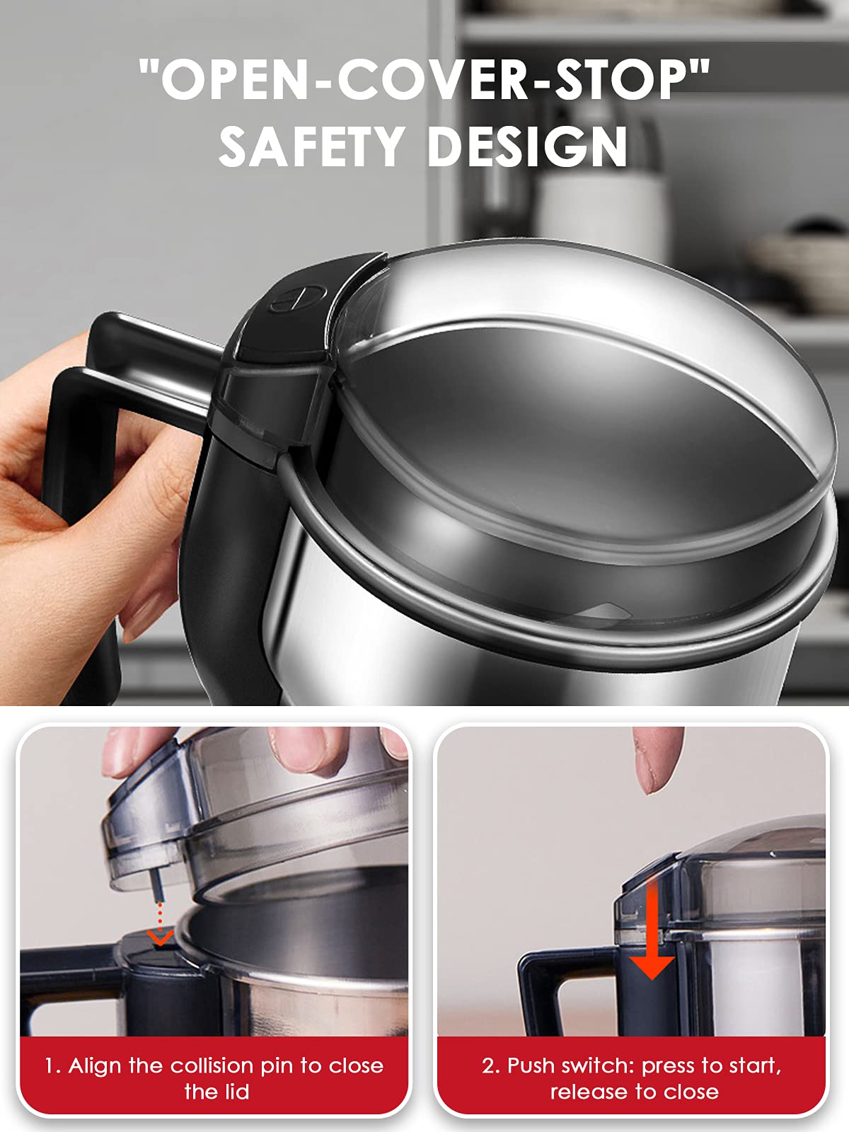 Moongiantgo Getreidemühle Multifunktionale 400W 35000rpm Kaffee & Gewürzmühle, Rostfreier Stahl, OPEN-COVER-STOP Sicherheitsdesign, Perfekt für Trockenstoffe, Getreide, Gewürze, Kräuter, Kaffee