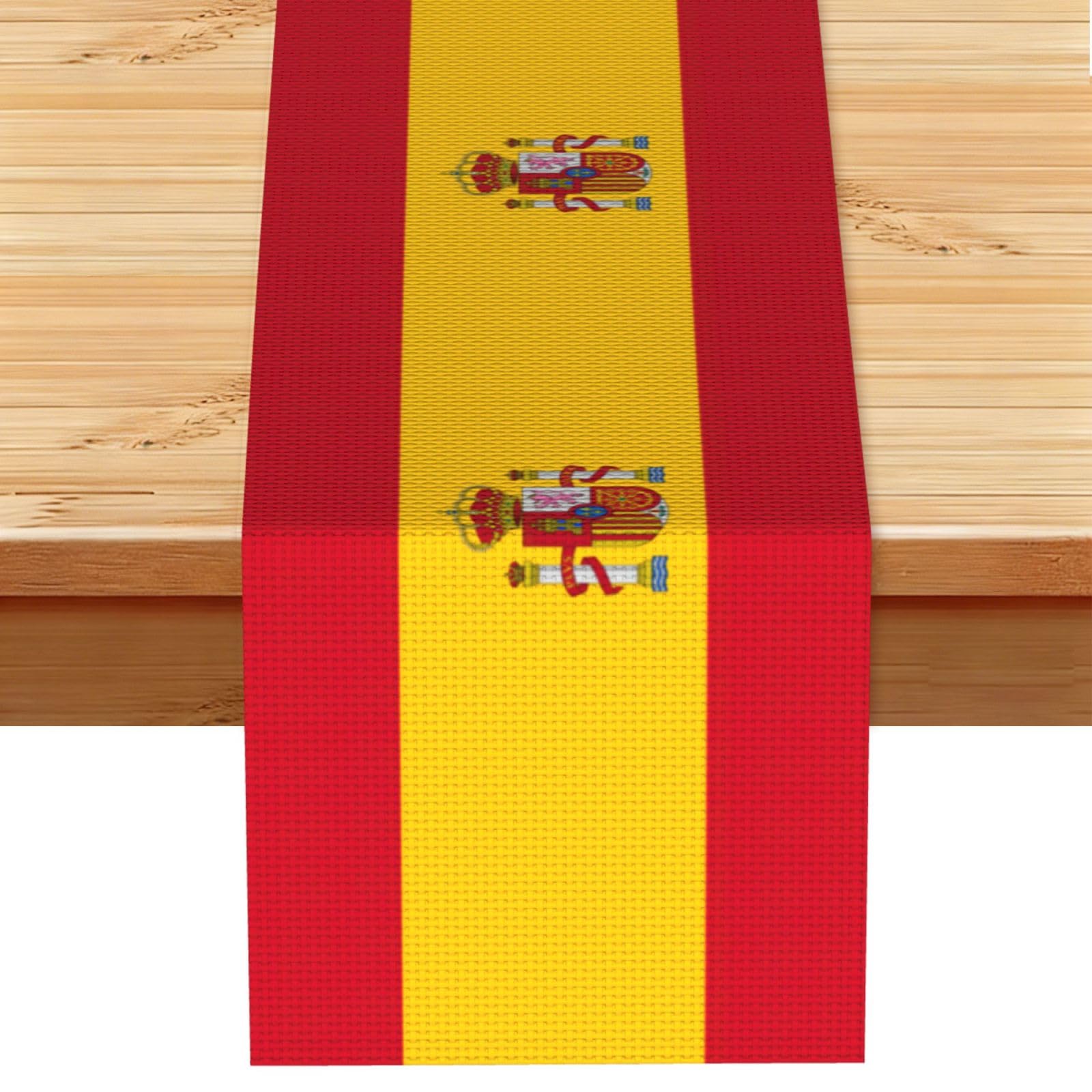 Spanish flag Print Table Runner for Home Hotel Dining Kitchen Party Indoor Outdoor Decor,13x72 Inch