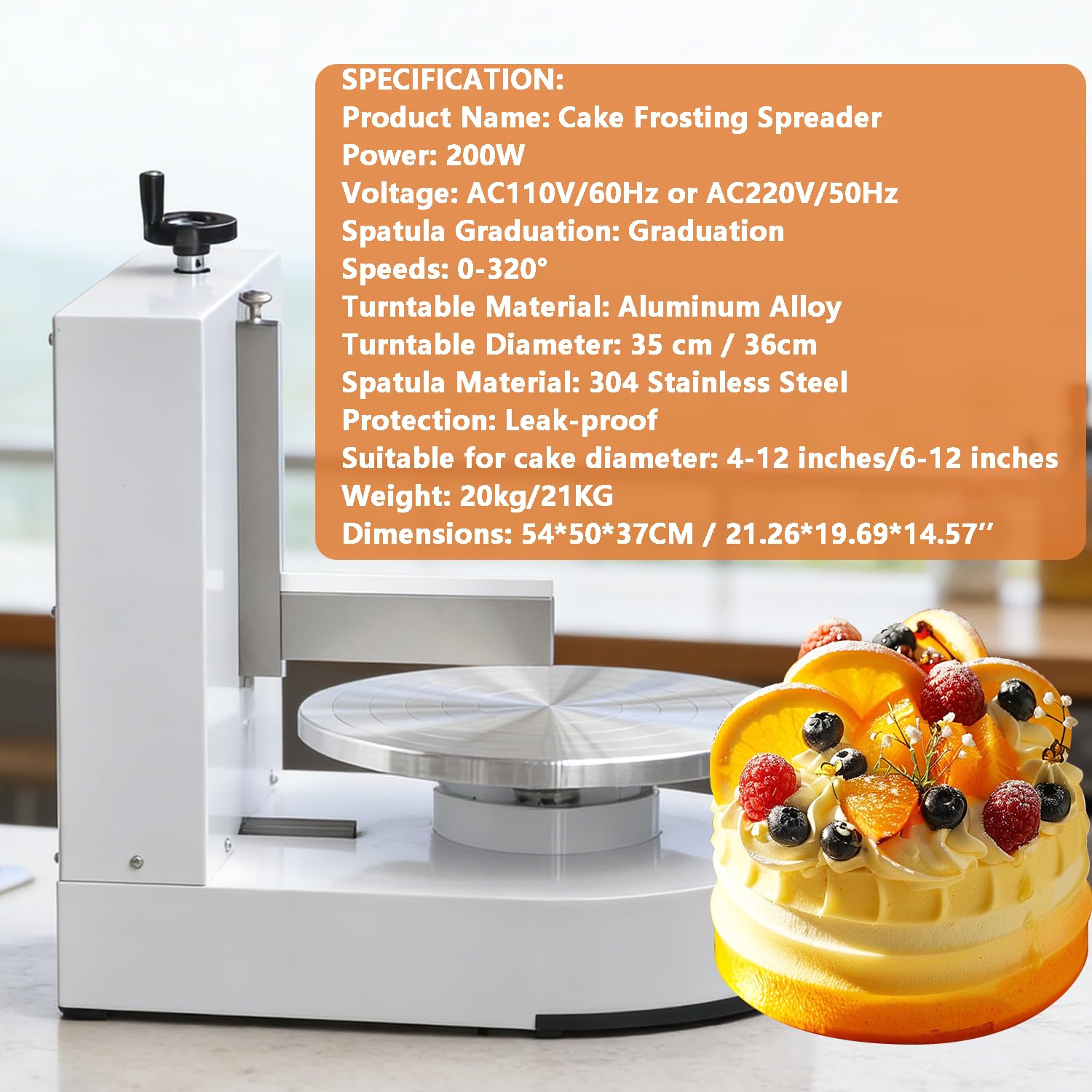 Máquina de glaseado de Pasteles con Plato Giratorio 35/36cm,Altura de Crema hasta 20cm,Control LCD Digital y Pausa con un Toque, para Estudios de repostería y hogar Pink-35cm